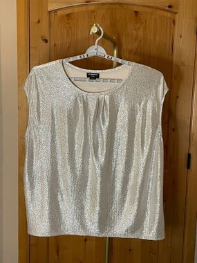 Liz Claiborne Career Woman Metallic Gold Drape Neck Sleeveless Top Size 2X